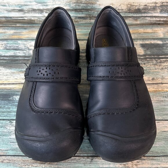 Keen Slip On Shoes Womens Size 10.5W Black Leather Casual Loafers Sneakers - Picture 3 of 10